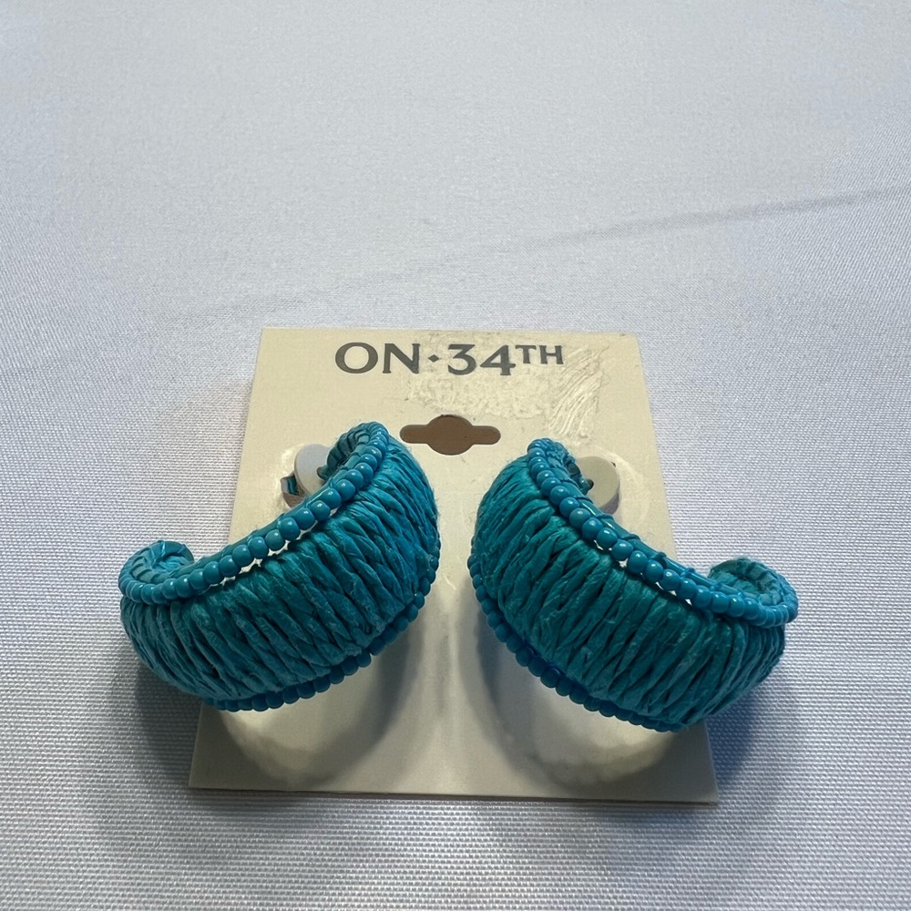ON 34TH Blue Woven Hoop Earrings